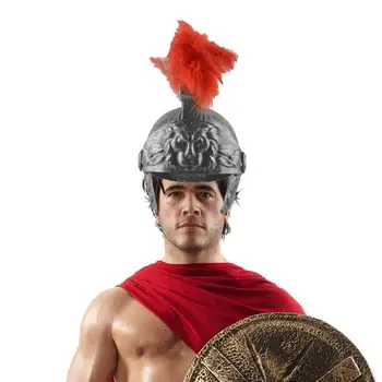 Пластиковый шлем Шляпа Маскарад Косплей Декор для вечеринок Средневековый Древнеримский Винтажный шлем Стильный Лев с пером