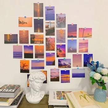 30 листов / лот Тематическая открытка Sunset Glow Креативная подборка Декоративных материалов для рисования, Набор открыток, Небольшой плакат, наклейка на стену