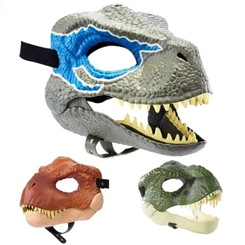 Маска с челюстью дракона и динозавра, Латексный головной убор динозавра ужасов, маска Динозавра, реквизит для косплея на Хэллоуин, маска для косплея, испуганная маска