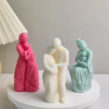 3D Мама Ребенок Беременная Пара Обнимает Свечу Силиконовая форма DIY Гипсовое мыло ручной Работы Форма для ароматических Свечей Форма для изготовления Праздничных подарков