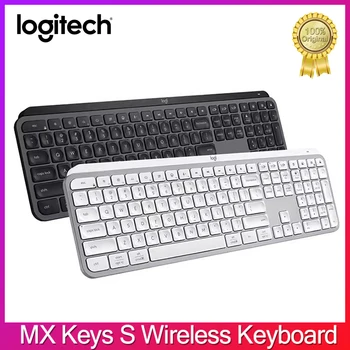 Беспроводная клавиатура Logitech MX Keys S, низкопрофильная, плавная, точная, бесшумная, программируемая клавиатура с подсветкой клавиш для ПК-ноутбука