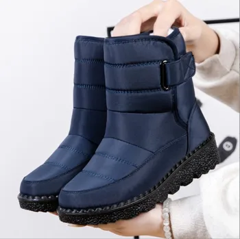Нескользящие водонепроницаемые зимние ботинки для женщин 2023, зимние ботильоны из толстого плюша, женская обувь на платформе, сохраняющая тепло, обувь с хлопковой подкладкой