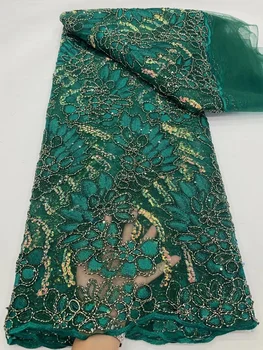 Африканская кружевная ткань 2023, Высококачественная Нигерийская сетка с блестками, платья для свадебных вечеринок, Французская вышивка, Тюлевая сетка.