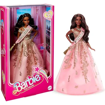 Коллекционная кукла 2023 Barbie The Movie Президент Барби В Мерцающем розово-золотом Платье с поясом Коллекционная игрушка HPK05