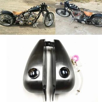 Бензиновый топливный бак для ретро-капельного мотоцикла с плоской поверхностью Fat Bob Splitted Motorbike Модифицированная двойная канистра для бензина