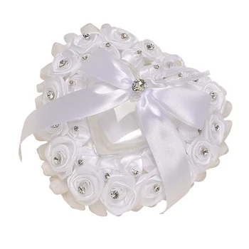 Свадебная подушка на предъявителя кольца с вышивкой Белые подушки с вышивкой для свадьбы