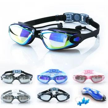 2023 Новые профессиональные очки для плавания для взрослых с затычками для ушей, зажимом для носа, линзы с защитой от запотевания, УФ-излучения, оптические водонепроницаемые очки