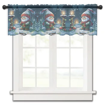 Рождественский Карлик-светлячок При свечах, Короткая занавеска, Полупрозрачная занавеска для кухонной двери, Кафе, Маленькое окно, Прозрачные занавески