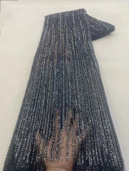 Роскошная кружевная ткань из бисера, тяжелые хрустальные бусины Ручной работы, высококачественный Французский сетчатый материал 2023, свадебный блеск, Африканский тюль