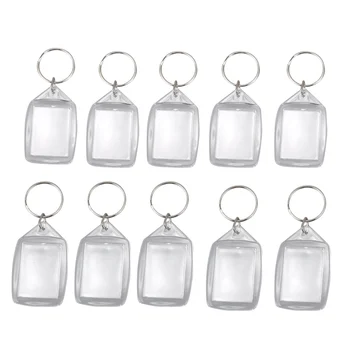 10x Прозрачные Акриловые Пластиковые Пустые Брелоки для ключей с фотографией на паспорт Брелок для ключей
