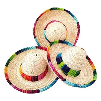 Мини-мексиканская шляпа Crazy Nights из натуральной соломы, настольные Принадлежности для вечеринок, украшения для вечеринки в честь Дня рождения Карнавала