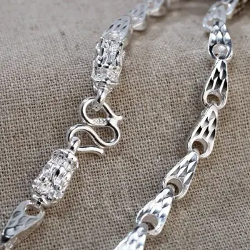 Ожерелье из чистого серебра 999 пробы для женщин и мужчин, 5 мм Драконья Чешуя, капля дождя, бусина длиной от 50 до 70 см