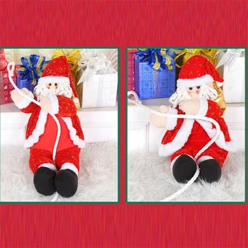 Рождественская елка Кулон Санта Клаус Альпинистская веревка Плюшевая кукла Украшение Подвесной орнамент Новогодний декор Подарки для Рождественской вечеринки