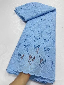 Африканский Гипюр, водорастворимая Сетчатая кружевная ткань 2023, Высококачественный Нигерийский шнур, блестки, кружево для свадебных платьев, 5 Ярдов
