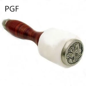 Цилиндр с резной кожаной ручкой PGF, нейлоновый короткий молоток, инструмент для гравировки кожи