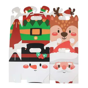 Упаковка рождественского подарка Праздничная коробка конфет Рождественская подарочная коробка Рождественские картонные подарочные коробки для конфет и печенья с ручкой для вкусностей