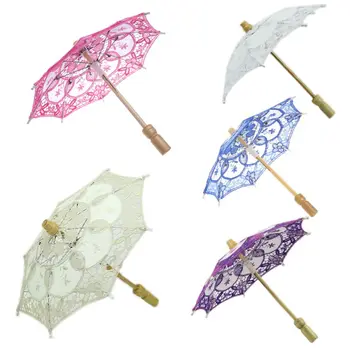 Кружевной зонт M5TF Зонтик Винтажный Свадебный Зонтик для новобрачных с деревянной ручкой 5 цветов для украшения Фото Леди