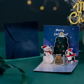 Милая мультяшная Рождественская открытка в тон конверту Рождественская открытка Веселые Рождественские Поздравительные открытки Праздничный Санта Клаус на праздник