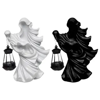 Статуя из смолы на Хэллоуин с фонарем, легкие Жуткие скульптуры, Прочные Страшные фигурки, украшения для вечеринок, реквизит