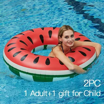 Кольцо для плавания с рисунком арбуза для взрослых и детей, 2 шт., надувной матрас, Плавающее кольцо для бассейна, игрушки для летнего бассейна, пляжной вечеринки