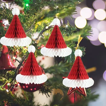 Бумажное Рождественское украшение Рождественская шляпа Подвесные украшения на Рождественскую елку для дома Navidad Новогодние товары для вечеринок 2023 года