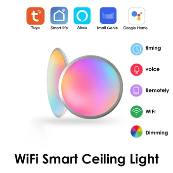 Работа с Alexa Google Smart Светодиодный потолочный светильник Tuya Wi-Fi пульт дистанционного управления Ночник для гостиной потолочный светильник 