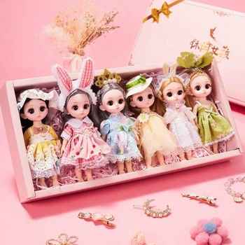 Набор из 6 предметов Принцесса с платьями для девочек Игрушечная принцесса Маленькие фигурки принцесс Миниатюрные