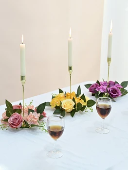 Кольца для подсвечников, праздничный стол, Венок из шелковых цветов, 1ШТ 20 см, Кольца для искусственных роз, свечи