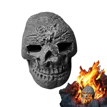 Украшение кострища на Хэллоуин, имитирующее человеческий череп, бревно, Керамический Многоразовый Человеческий череп, выдерживающий 302,0 F, Страшное кострище