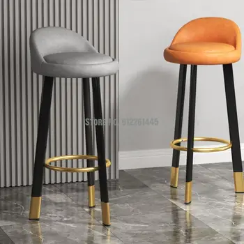 Высокий стул для бара, современный простой стульчик для кормления, легкий роскошный бытовой стул для кассира со спинкой на стойке регистрации Nordic metal simple