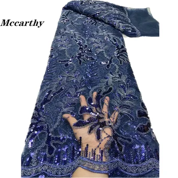 Mccarthy Высококачественная Модная Французская Тюлевая Кружевная Ткань В Африканском Нигерийском стиле С Роскошными Блестками Кружевная Ткань Для Свадебного Платья JY120T-1