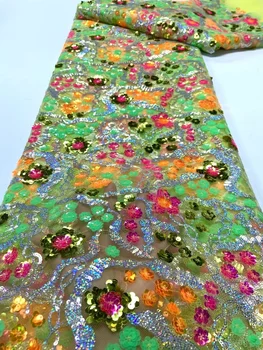 Африканская кружевная ткань высокого качества 2023, Розовое женское платье для свадебной вечеринки, Нигерийское сетчатое кружевное шитье, блестящая французская сетка, тюль с пайетками