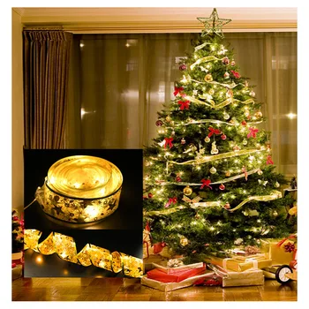 Новый продукт Рождественские украшения Двойная Золотая печать нитью накаливания с пентаграммой Нейлоновая проволока Светящаяся лента Рождественская Елка