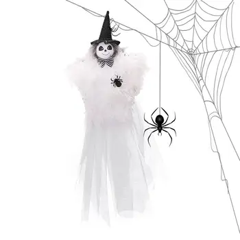 Хэллоуин Скелет Призрак Жуткий Черно-белый Кулон Со Шляпой Ведьмы Тканевый Материал Украшения на Хэллоуин для окна входной двери