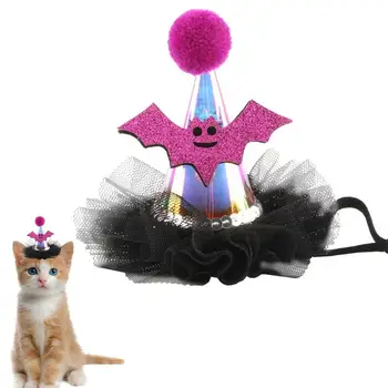 Шляпа для собак на Хэллоуин, шляпа для собак и кошек, бандана на Хэллоуин, мягкая бандана для домашних животных с рисунком летучей мыши и тыквы, костюм для вечеринки на Хэллоуин