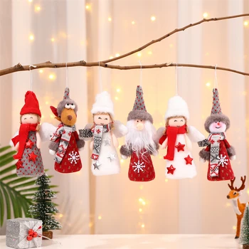 Рождественские украшения, поделки, плюшевый Санта-Клаус, Снеговик, Олень, подвеска, Рождественская елка, Подвесные украшения, Рождественский подарок на Новый 2024 год, игрушка