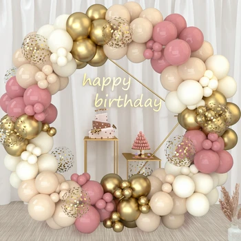 Ретро-розовый набор для гирлянды из воздушных шаров, украшение для вечеринки по случаю Дня рождения, Детский Латексный Балон, Декор для детского душа, Принадлежности для свадебной вечеринки