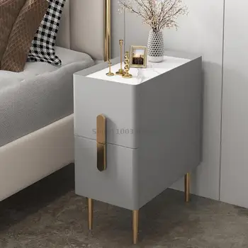 Ультраузкий прикроватный столик, современная минималистичная прикроватная тумбочка для спальни из массива дерева, небольшой шкаф для хранения, легкая роскошная каменная доска