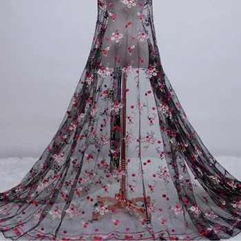 Кружевная ткань с мелким цветочком, стереоскопическая вышивка, цветочная одежда, сетчатая юбка, ткань для платья