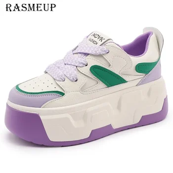 RASMEUP 2023, Женские осенне-весенние кроссовки из натуральной кожи на платформе и танкетке, модные женские туфли на толстой подошве на скрытом каблуке,