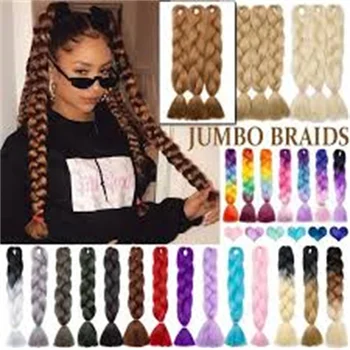 24-Дюймовые Гигантские Косички Для Наращивания Синтетических Плетеных Волос Afro Ombre Color kanekalon Hair for Children Braid
