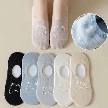 Новые женские носки-лодочки, летние милые японские модные забавные носки с мультяшным мишкой, мягкие хлопковые короткие нескользящие невидимые носки
