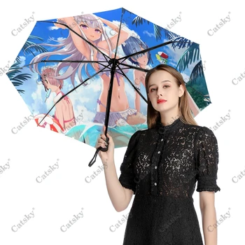Сексуальный Женский Зонт RE ZERO Rain Женский Трехстворчатый Полностью Автоматический Зонт Для защиты от Солнца Инструмент для путешествий на открытом воздухе Parapluie