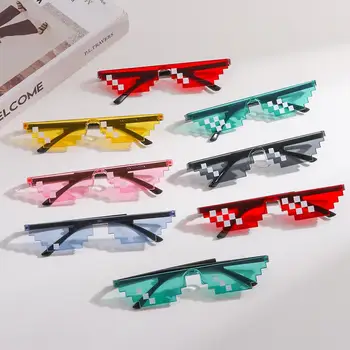 Новые мозаичные солнцезащитные очки, пиксельные мозаичные очки в полоску, ретро игровые роботы, очки для мужчин, женские декоративные зеркальные очки