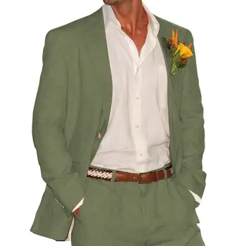 Мужской костюм из 2 частей, куртка армейского зеленого цвета, брюки, Высококачественный деловой Повседневный приталенный блейзер, вечеринка, банкет, свадьба Жениха, элегантное платье