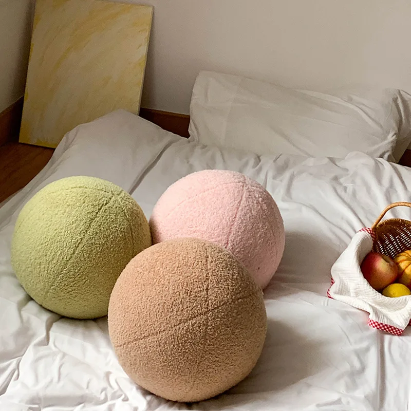 Ins Сплошная круглая подушка с шариком на молнии, плюшевая подушка для современного домашнего декора, на диван, кресло, декоративные подушки для дома