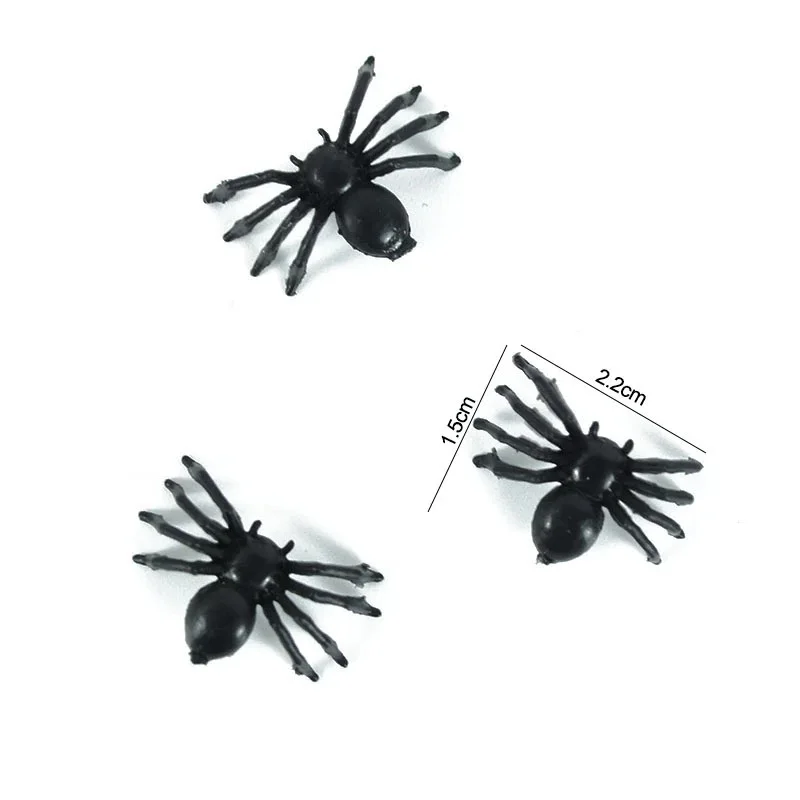 10 шт. популярных пластиковых мини-шуток на Хэллоуин, черно-серебристый флуоресцентный паук, украшения для вечеринок своими руками