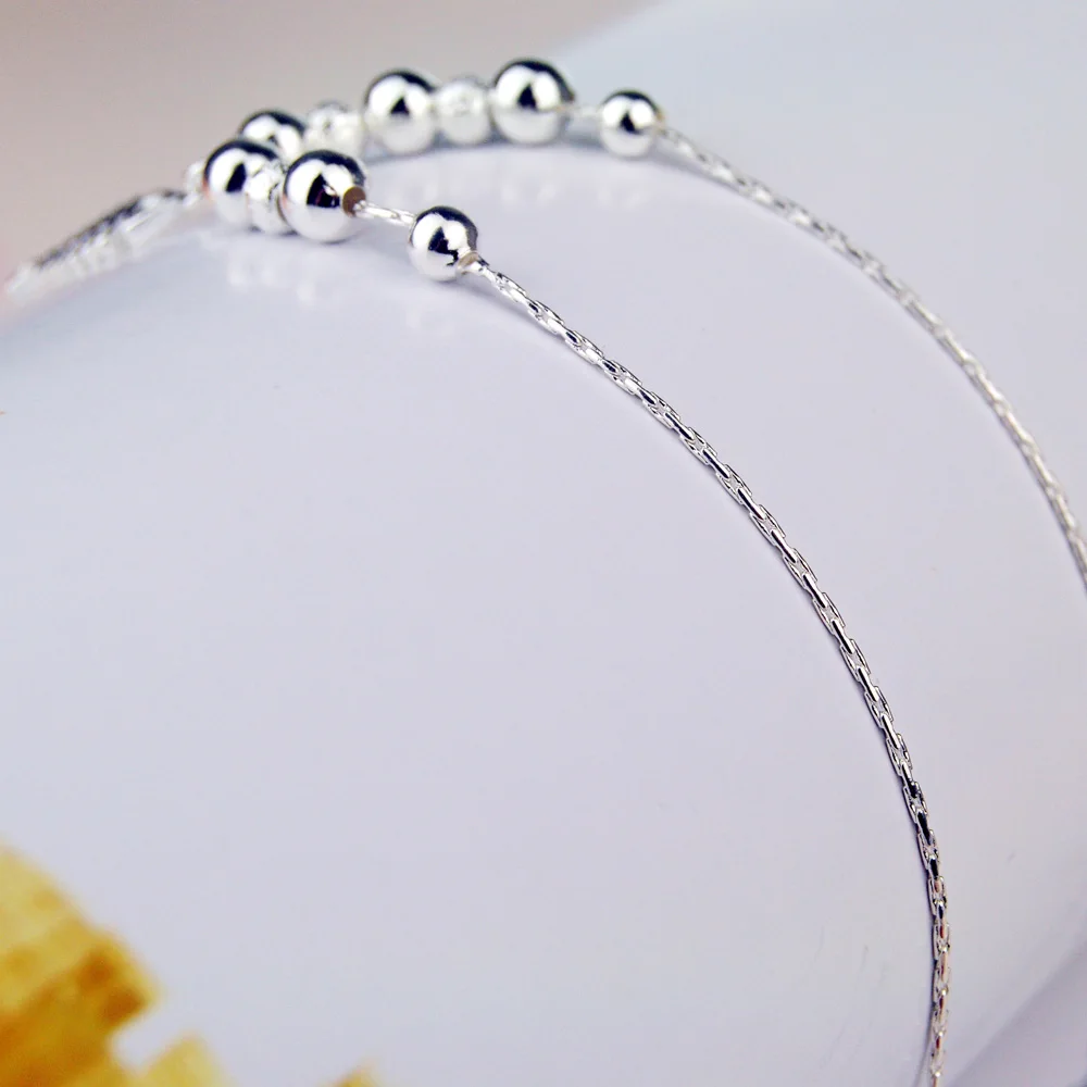 Летний простой браслет из стерлингового серебра 925 пробы на щиколотке 25 см, женский креативный кулон из рыбьей кости, цепочка из бисера, Праздничные пляжные украшения