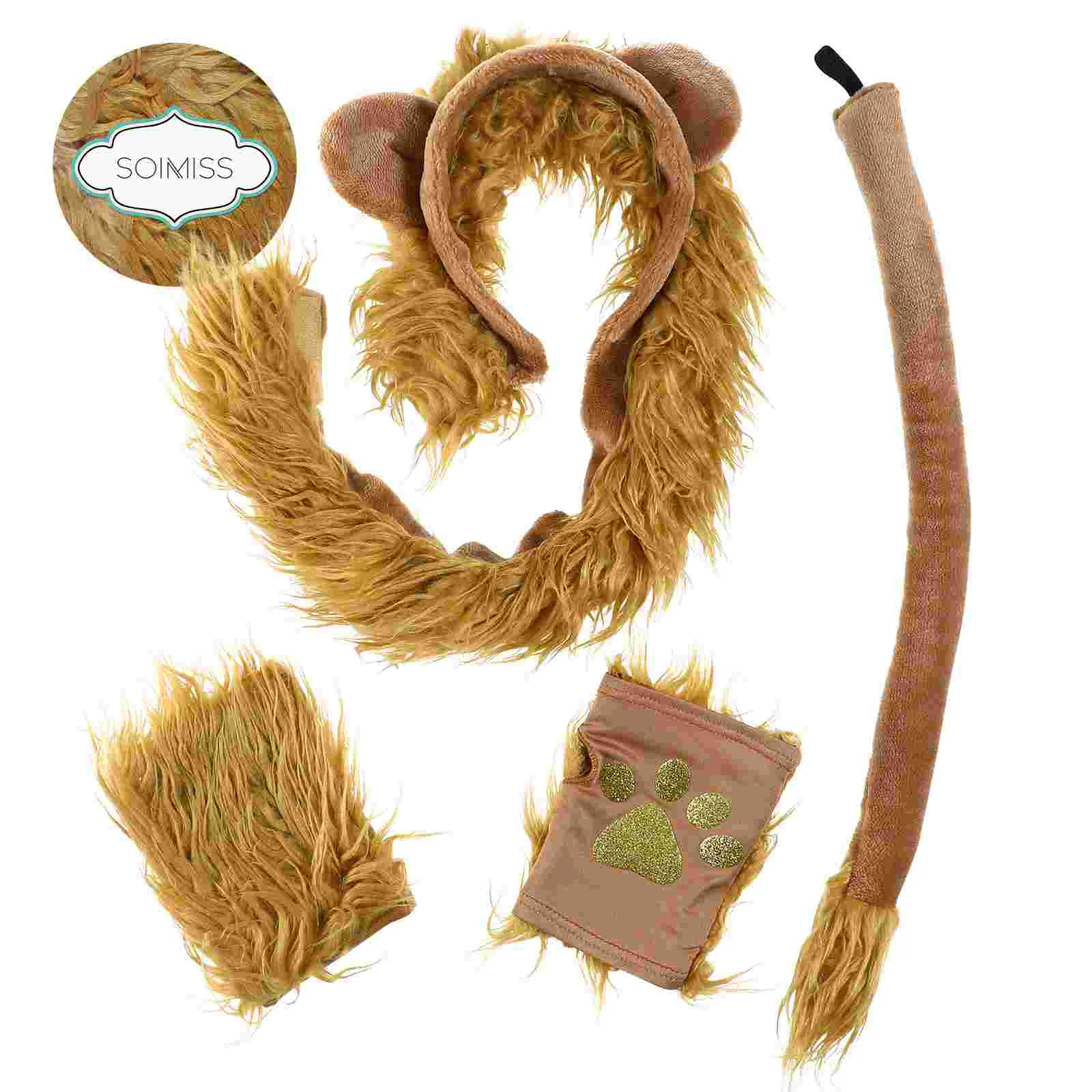 1 комплект Льва для косплея на Хэллоуин, повязка на голову, перчатки для хвоста и лап, костюмы для взрослыхsss Аксессуары