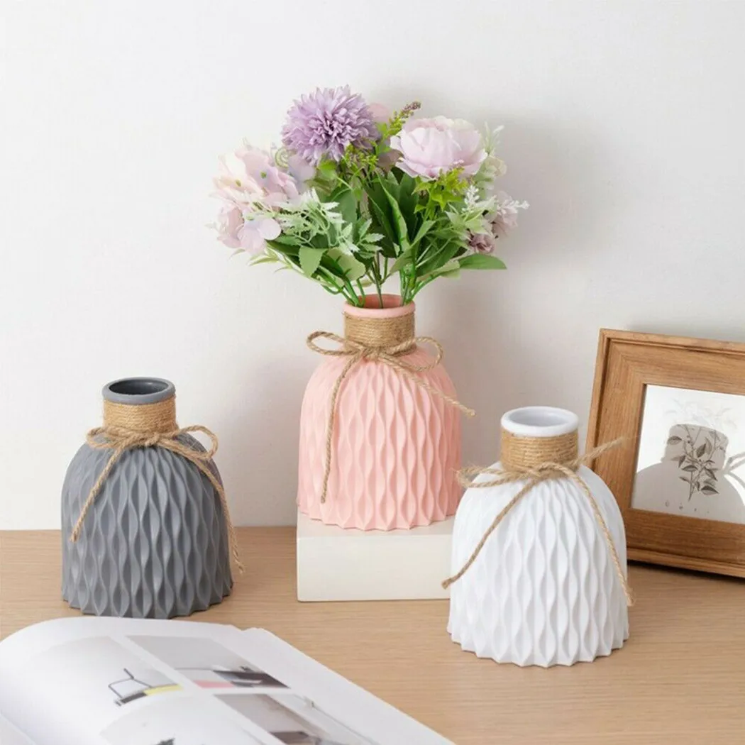 Прочные вазы, современный Европейский цветочный офис, Пластиковая простота, Свадебная Белая /розовая /серая Антикерамическая композиция
